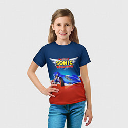 Футболка детская Team Sonic Racing - Ёжик и его точило, цвет: 3D-принт — фото 2