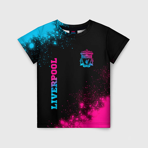 Детская футболка Liverpool - neon gradient: надпись, символ / 3D-принт – фото 1