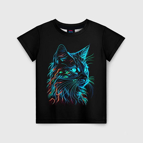 Детская футболка Неоновый котик / 3D-принт – фото 1