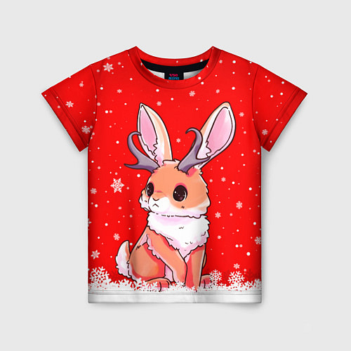 Детская футболка Кролик олень - кролик с рожками / 3D-принт – фото 1