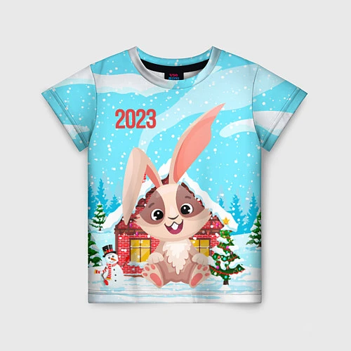 Детская футболка Зайчик с большими ушами 2023 / 3D-принт – фото 1