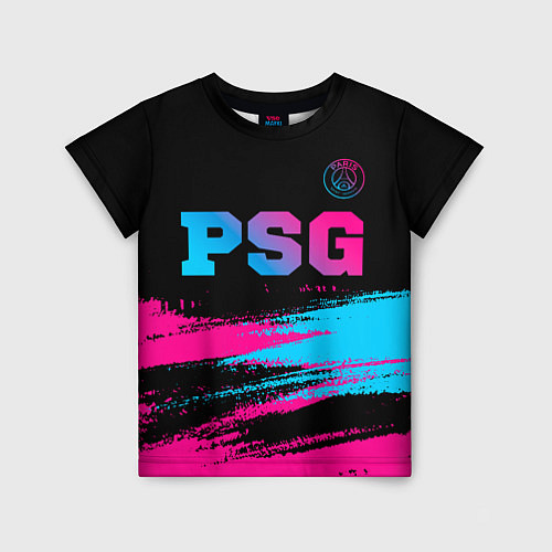 Детская футболка PSG - neon gradient: символ сверху / 3D-принт – фото 1