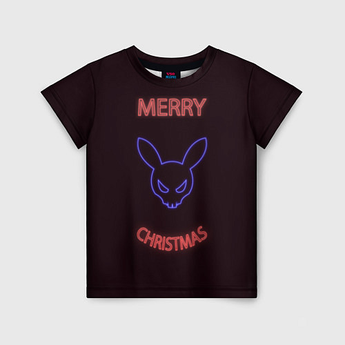 Детская футболка Neon christmas bunny / 3D-принт – фото 1