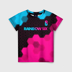 Детская футболка Rainbow Six - neon gradient: символ сверху