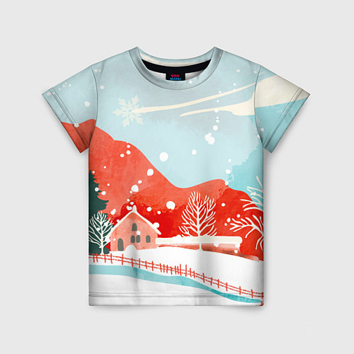 Детская футболка Зимние новогодние горы / 3D-принт – фото 1