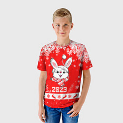 Футболка детская Праздничный кролик 2023, цвет: 3D-принт — фото 2