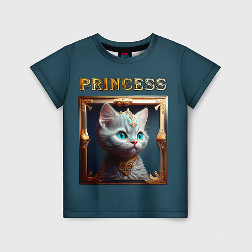 Детская футболка Кошечка принцесса - картина в рамке / 3D-принт – фото 1