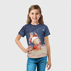 Футболка детская Зайчик новый год, цвет: 3D-принт — фото 2