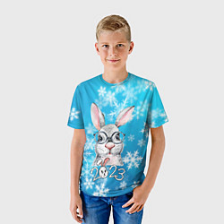 Футболка детская Кролик в очках 2023, цвет: 3D-принт — фото 2