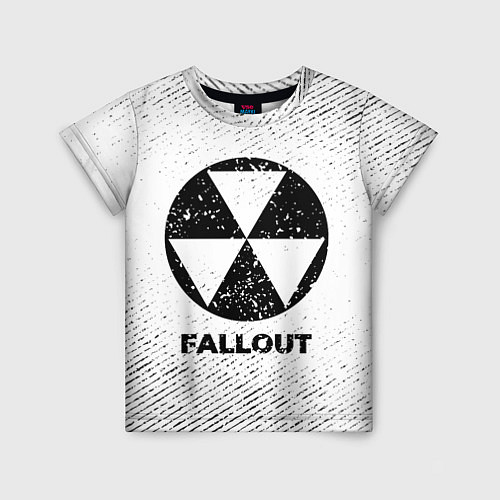 Детская футболка Fallout с потертостями на светлом фоне / 3D-принт – фото 1