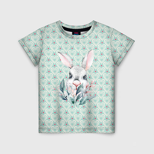 Детская футболка Кролик в цветах / 3D-принт – фото 1