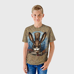 Футболка детская Ретро кролик, цвет: 3D-принт — фото 2