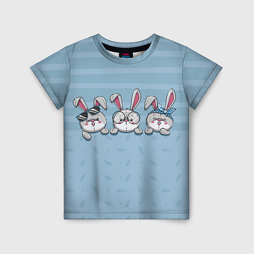 Детская футболка Зайки-кролики / 3D-принт – фото 1