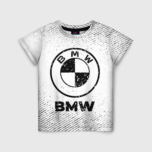 Детская футболка BMW с потертостями на светлом фоне / 3D-принт – фото 1