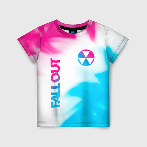 Детская футболка Fallout neon gradient style: надпись, символ / 3D-принт – фото 1