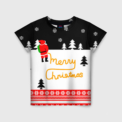 Детская футболка Merry christmas - Санта Клаус / 3D-принт – фото 1