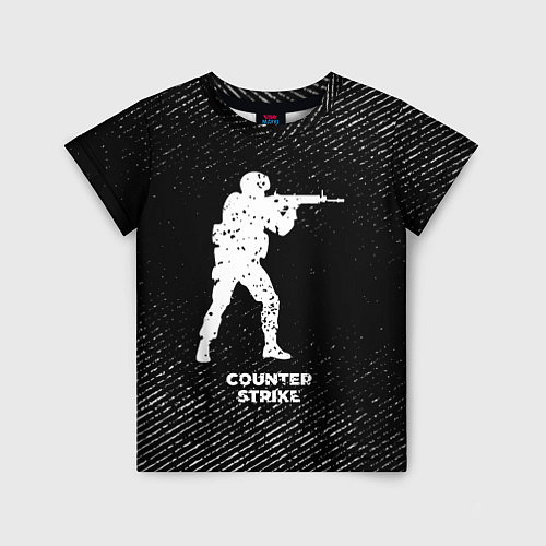 Детская футболка Counter Strike с потертостями на темном фоне / 3D-принт – фото 1
