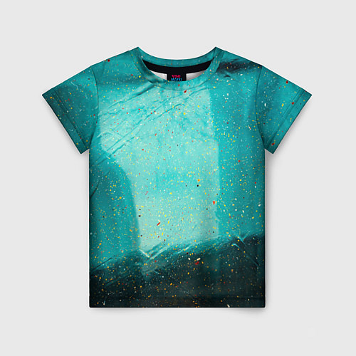 Детская футболка Сине-зелёный туман и мазки красок / 3D-принт – фото 1