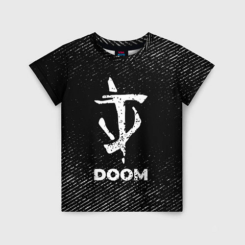 Детская футболка Doom с потертостями на темном фоне / 3D-принт – фото 1