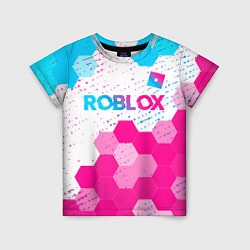 Детская футболка Roblox neon gradient style: символ сверху