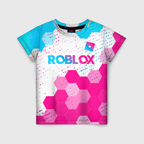 Детская футболка Roblox neon gradient style: символ сверху / 3D-принт – фото 1