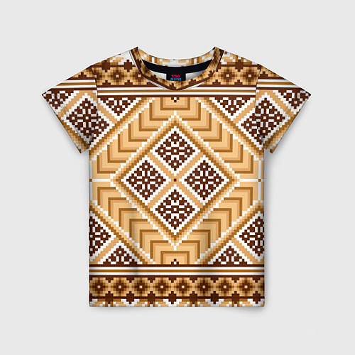 Детская футболка Индейский пиксельный орнамент / 3D-принт – фото 1