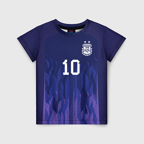 Детская футболка Месси Аргентина ЧМ 2022 выездная / 3D-принт – фото 1