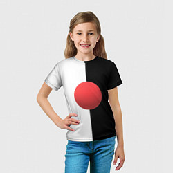 Футболка детская Красный шар на черно-белом фоне с объемным эффекто, цвет: 3D-принт — фото 2