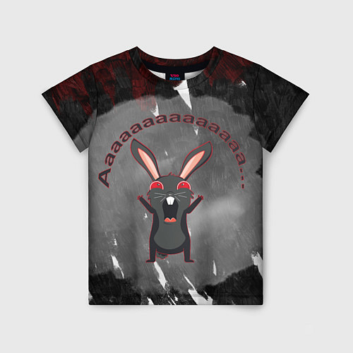 Детская футболка Черный кролик орет как сумасшедший / 3D-принт – фото 1