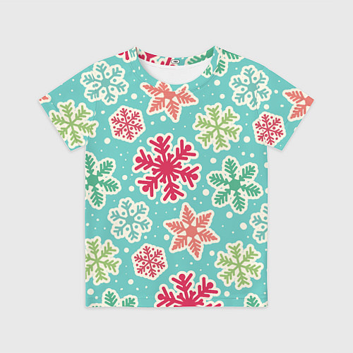 Детская футболка Весёлые снежинки / 3D-принт – фото 1