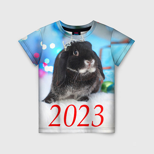 Детская футболка Кролик символ наступающего нового года / 3D-принт – фото 1