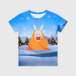 Футболка детская Заяц согревается под пледом, цвет: 3D-принт
