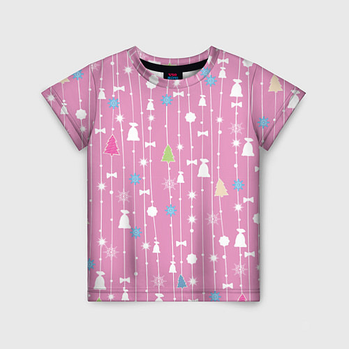 Детская футболка Розовый новый год / 3D-принт – фото 1