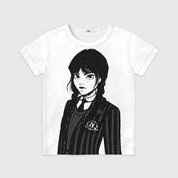 Футболка детская Школьница Уэнсдей, цвет: 3D-принт