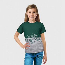 Футболка детская Merry Christmas зелёный, цвет: 3D-принт — фото 2