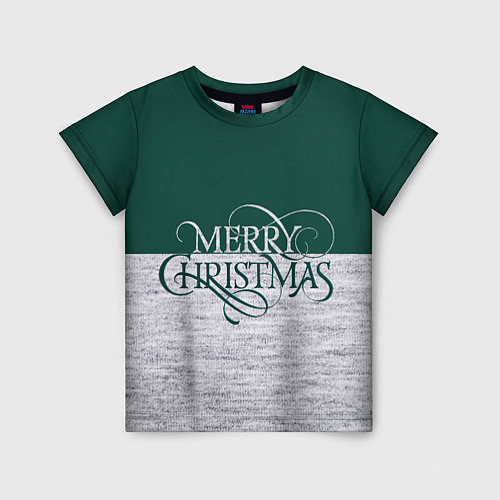 Детская футболка Merry Christmas зелёный / 3D-принт – фото 1