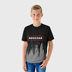 Футболка детская Ярослав - в красной рамке на темном, цвет: 3D-принт — фото 2