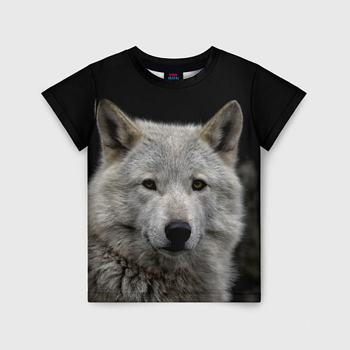 Детская футболка Серый волк на темном фоне / 3D-принт – фото 1