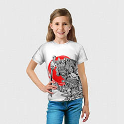 Футболка детская Самурай с мечом на белом фоне, цвет: 3D-принт — фото 2