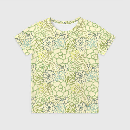 Детская футболка Цветы штрихованные / 3D-принт – фото 1