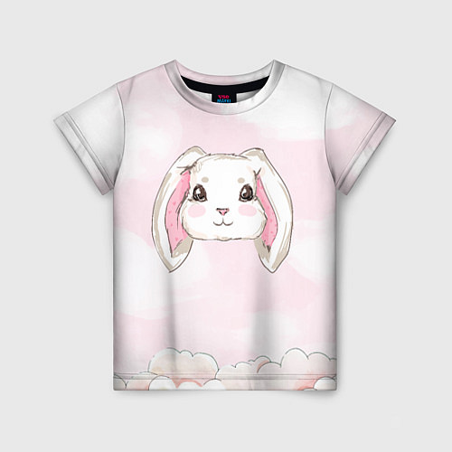 Детская футболка Милый белый кролик / 3D-принт – фото 1