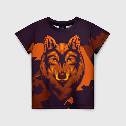 Детская футболка Голова рыжего волка / 3D-принт – фото 1
