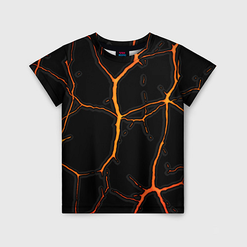 Детская футболка Оранжевые трещины / 3D-принт – фото 1