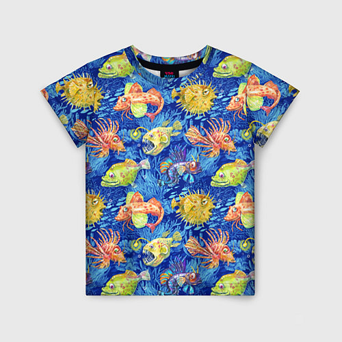 Детская футболка Большие акварельные рыбы / 3D-принт – фото 1