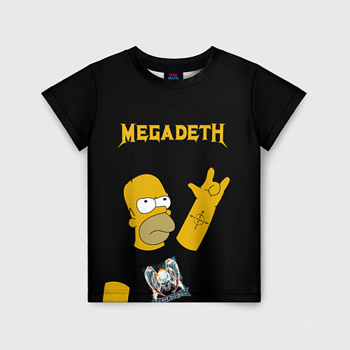 Детская футболка Megadeth Гомер Симпсон рокер / 3D-принт – фото 1