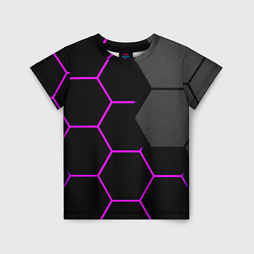 Детская футболка Крупные неоновые соты / 3D-принт – фото 1