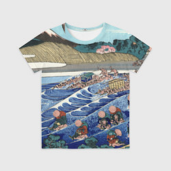 Футболка детская Кацусика Хокусай сон жены рыбака - японская гравюр, цвет: 3D-принт