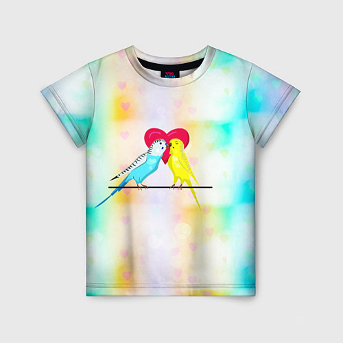 Детская футболка Влюбленные волнистые попугайчики / 3D-принт – фото 1