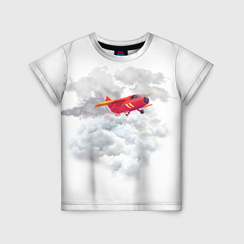 Детская футболка Самолёт в облаках / 3D-принт – фото 1