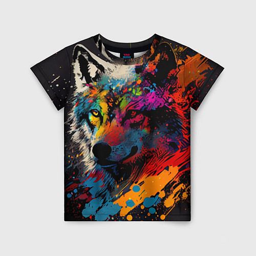 Детская футболка Волк, яркие цвета / 3D-принт – фото 1